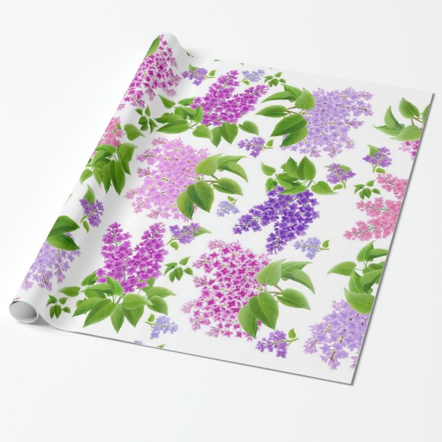 Papel de embalaje púrpura de las flores de la lila (Desenrollado)