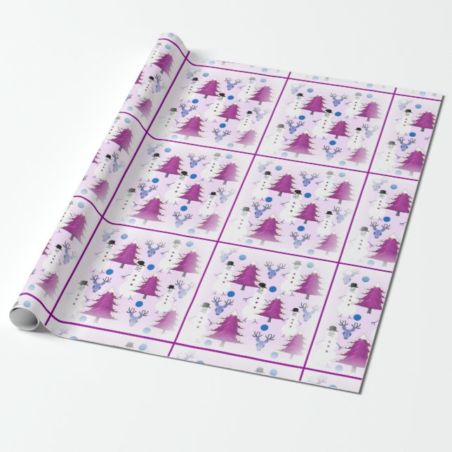 Papel de embalaje púrpura del navidad (Desenrollado)