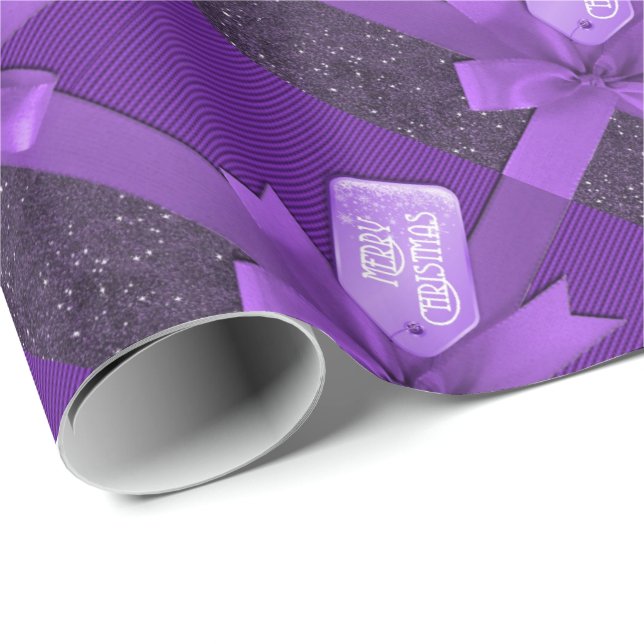 Papel de embalaje púrpura del paquete del navidad (Esquina del rollo)