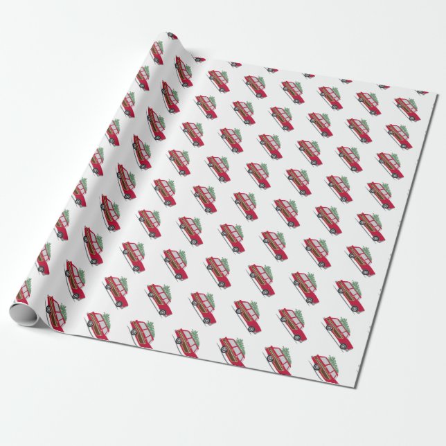 Papel de embalaje retro de la furgoneta del día de (Desenrollado)