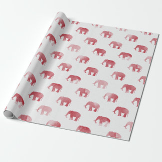 Papel de embalaje rojo de la acuarela del elefante