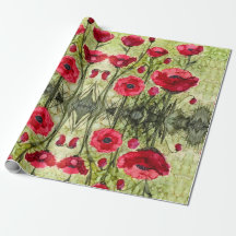 Papel de embalaje rojo de la amapola