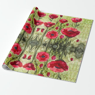 Papel de embalaje rojo de la amapola