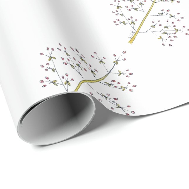 Papel de embalaje rojo de la baya de la Navidad (Esquina del rollo)