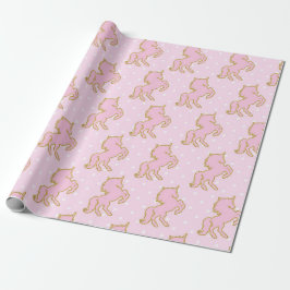 Papel de embalaje rosado bonito de los unicornios