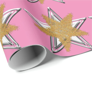 Papel de embalaje rosado de la estrella de la