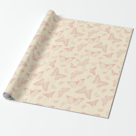 Papel de embalaje ROSADO de la MARIPOSA