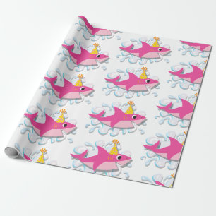 Papel de embalaje rosado del bebé del tiburón del