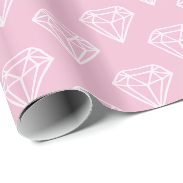 Papel de embalaje rosado del diamante del modelo (Esquina del rollo)