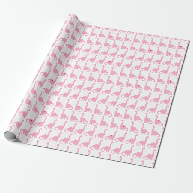 Papel de embalaje rosado del dinosaurio (Desenrollado)