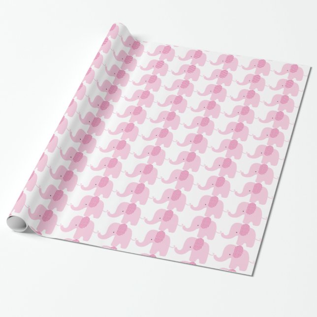 Papel de embalaje rosado del elefante del bebé (Desenrollado)