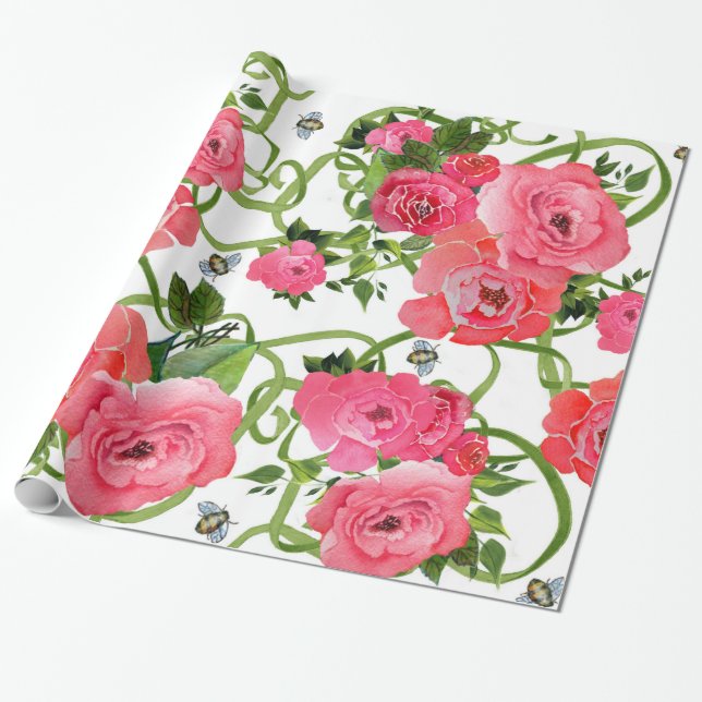 Papel de embalaje rosado del Peony (Desenrollado)