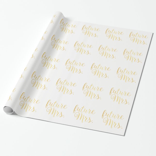 Papel de embalaje - señora futura II blanco y oro (Desenrollado)