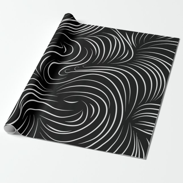 Papel de embalaje único del remolino negro y (Desenrollado)
