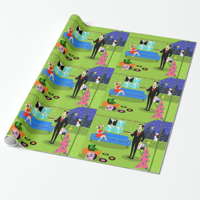 Papel de embalaje urbano retro de los pares del (Desenrollado)