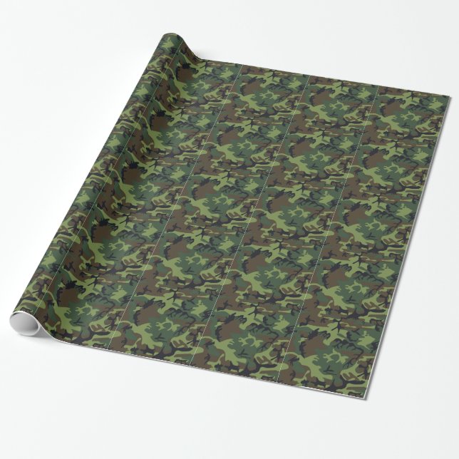 Papel de embalaje verde del camuflaje (Desenrollado)