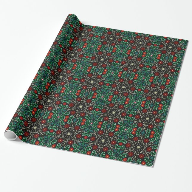 Papel de embalaje verde rojo del diseño del (Desenrollado)