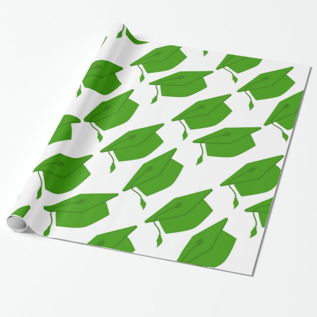 PAPEL DE EMBALAJE VERDE Y BLANCO DE LA GRADUACIÓN (Desenrollado)