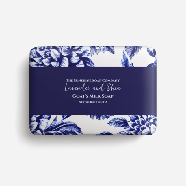 Papel de empaquetado de jabón - dahlias azules y b (Soap band sold separately)