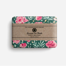 Papel de empaquetado de jabón - floral rosa y verd