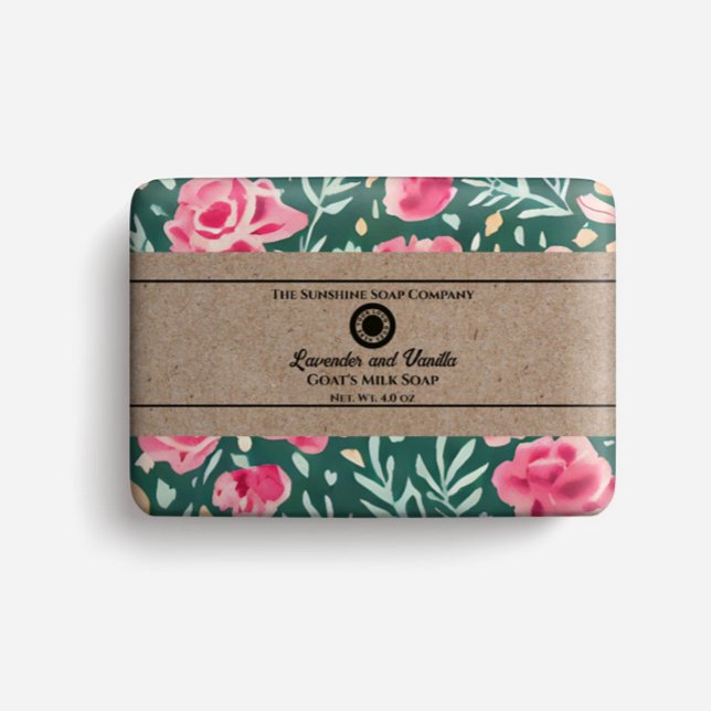 Papel de empaquetado de jabón - floral rosa y verd (Subido por el creador)