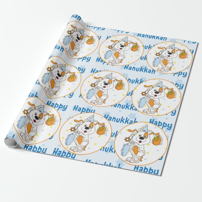 Papel de encolado de Hanukkah "Happy Hanukkah" (Desenrollado)