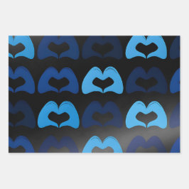 Papel de encolado de manos de corazón azul - Envol
