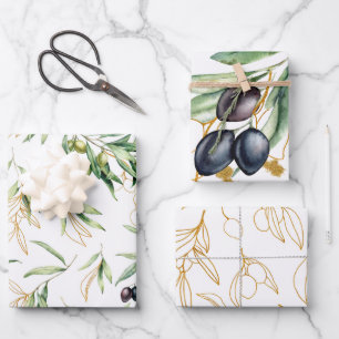 Papel de encolado de ramas de oliva variadas