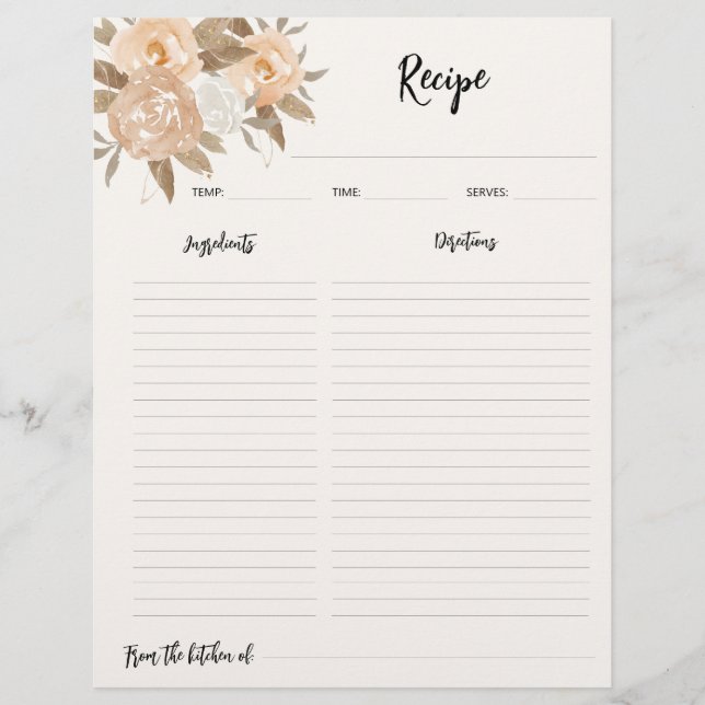 Papel de encuadernación para recetas de flores de  (Frente)