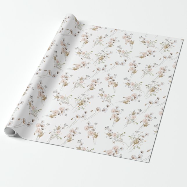 Papel de envasado botánico floral (Desenrollado)
