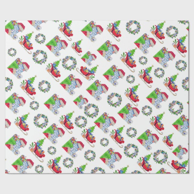 Papel de envasado Santa y Sleigh (Costura)