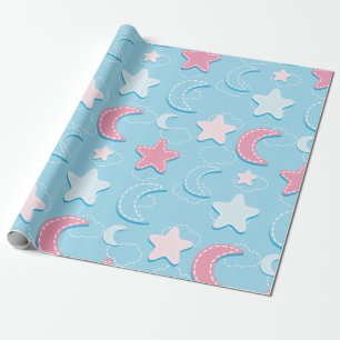 Papel De Envoltura 3D De Corazones Y Estrellas Col
