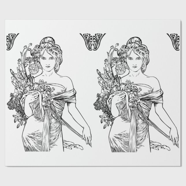 Papel de envoltura Art Nouveau Alphonse Mucha (Superficie plana)