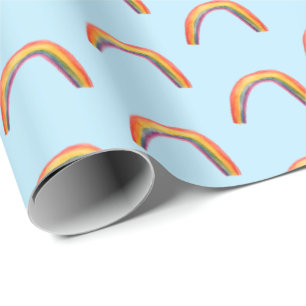 Papel de envoltura azul con arcos de color de agua