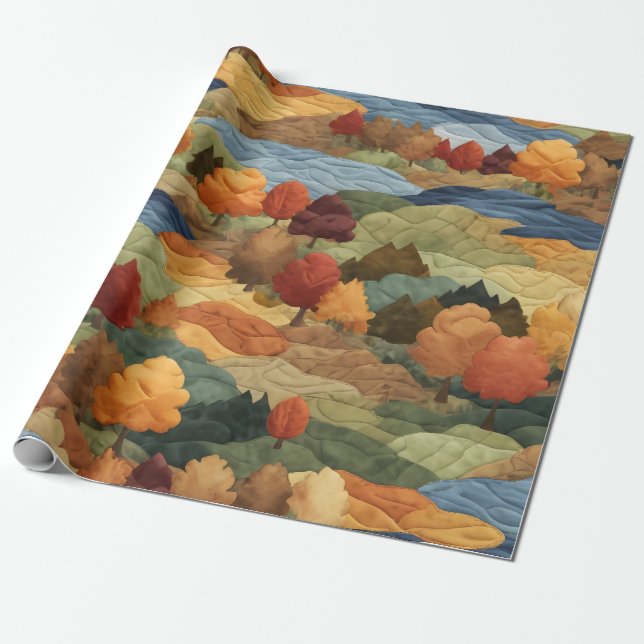 Papel de envoltura colorido con motivos de otoño (Desenrollado)