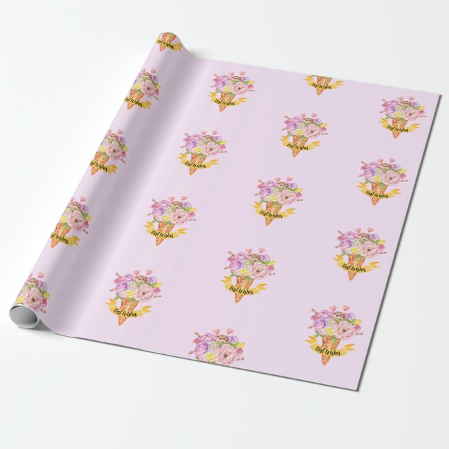 Papel de envoltura con helado de ducha de novia (Desenrollado)
