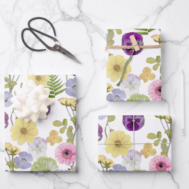 Papel de envoltura con hilo de la pequeña flor sil (Anverso)