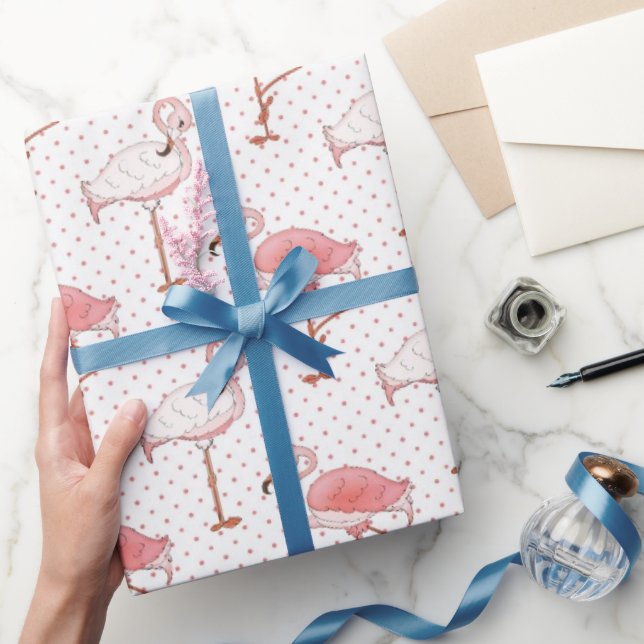 Papel de envoltura con motivos flamencos rosados d (Regalar)