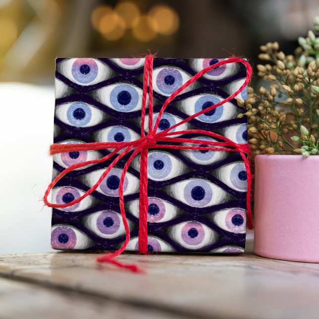 Papel de envoltura con patrón de ojos azul morado  (Subido por el creador)
