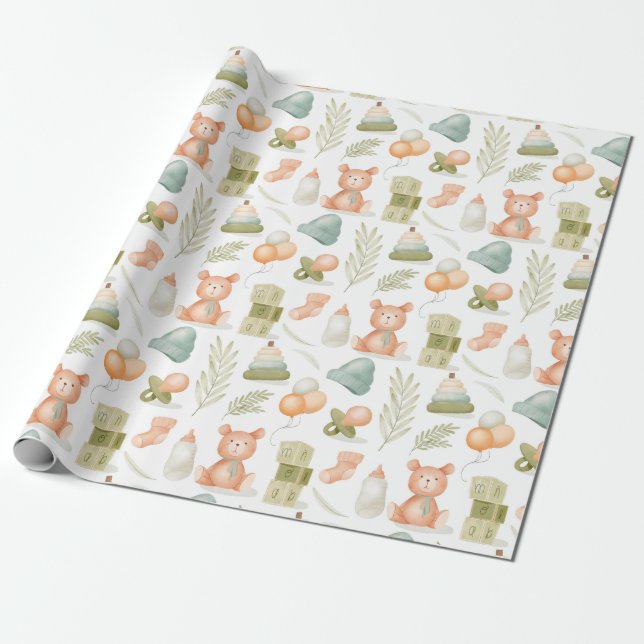 Papel de envoltura con tema para bebés (Desenrollado)