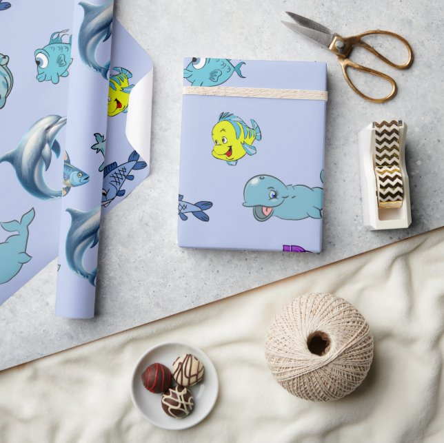 Papel De Envoltura Con Vida Colorida En El Océano (Artesanía)