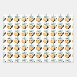 Papel de envoltura de abejas. Embalaje de regalo.