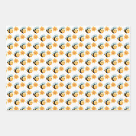 Papel de envoltura de abejas. Embalaje de regalo. 