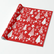 Papel de envoltura de árbol de navidad rojo