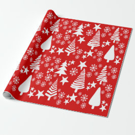 Papel de envoltura de árbol de navidad rojo