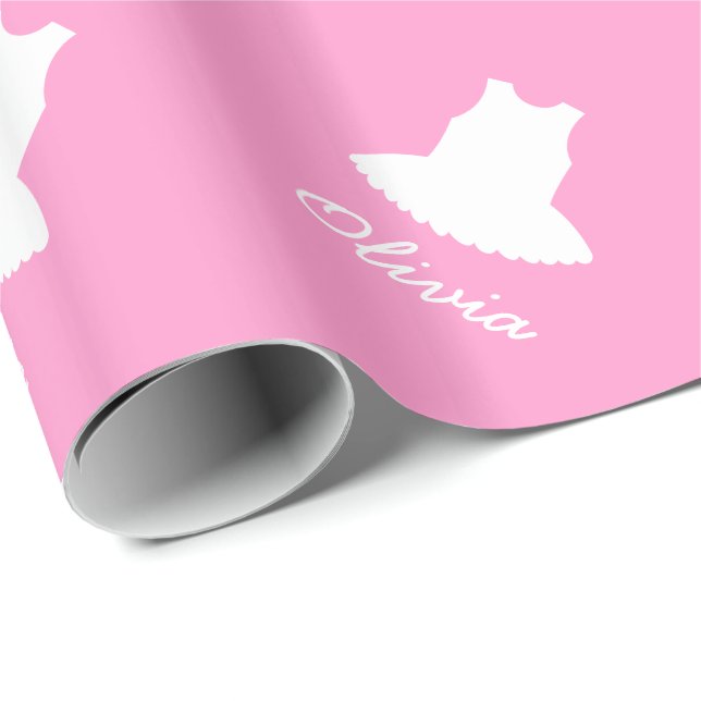 Papel de envoltura de bebé rosado con bailarina tu (Esquina del rollo)