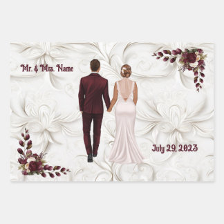 Papel de envoltura de boda blanco y de Borgoña