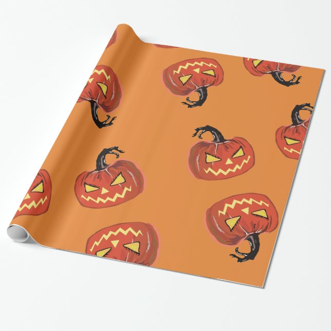 Papel de envoltura de calabaza de Halloween (Desenrollado)