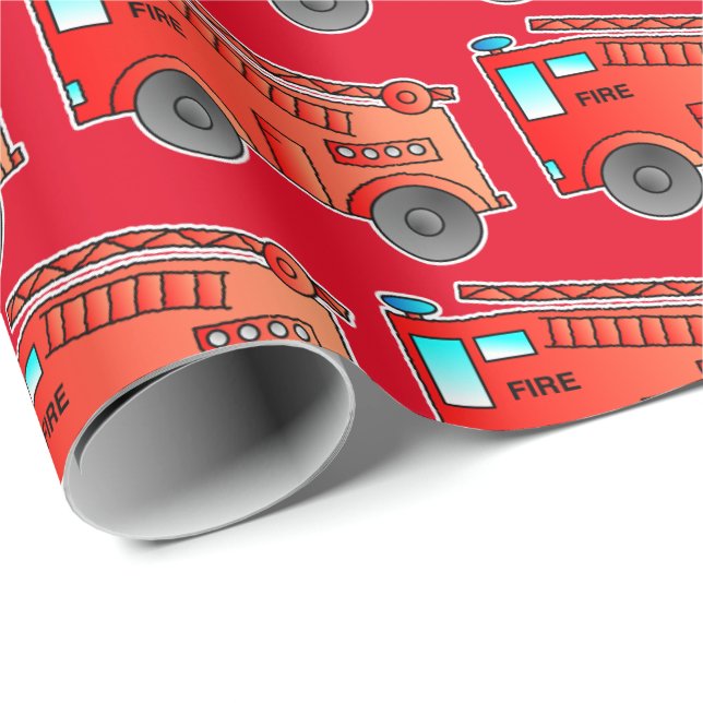 Papel de envoltura de camiones de bomberos rojos p (Esquina del rollo)