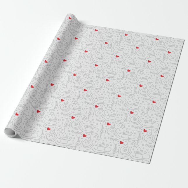 Papel De Envoltura De Cardillas, Ornamentos Y Pulm (Desenrollado)